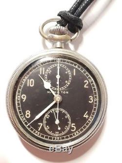 Hamilton WWII Military Pocket Watch Chronograph Model 23, 19 Jewels