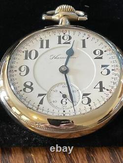 Hamilton pocket watch, 18S, 23J, 946in a B&B Royal G. F. CASE, running, beauty