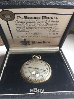 Hamilton pocket watch Original Box 14 K gold filled