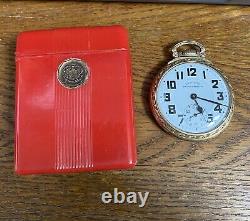 Hamilton pocket watch with cigarette box celluoid case Rare Red