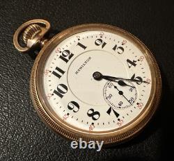 Hamilton size 16 Fancy Case 21 jewels Gold filled Pocket Watch 1924 exl. Cond