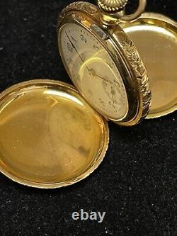JACCARD'S KANSAS CITY Solid 14k Gold Pocket Watch Working LADY HAMILTON Movement