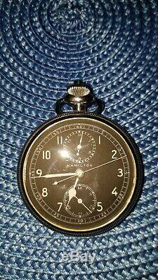 Just Serviced Wwii Hamilton Model 23 Watch Military Issue Chronograph 19j