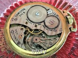 LQQK Rare Near Mint Hamilton 992B Pocket Watch 21j, 16s, 24 Hour Dial C1955