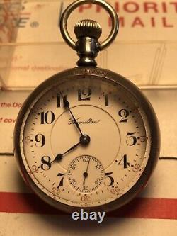 Large 1904 18s Hamilton Railroad 940 21j Pocket Watch Sterling Silver Case