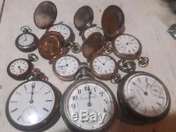 Lot of 10 Pocket watches. Hamilton, Hamden, Elgin, Illinois Rockford+ 4 silver