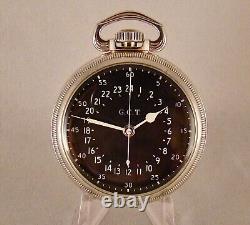 MILITARY WWII NAVIGATION COIN SILVER OF WATCH G. C. T. 4992B 22j 16s POCKET WATCH