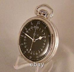 MILITARY WWII NAVIGATION COIN SILVER OF WATCH G. C. T. 4992B 22j 16s POCKET WATCH