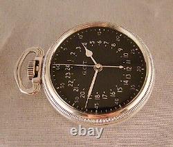 MILITARY WWII NAVIGATION COIN SILVER OF WATCH G. C. T. 4992B 22j 16s POCKET WATCH