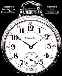 MINT DISPLAY CASE Silver Plated Case Railroad Pocket Watch Hamilton 99-L