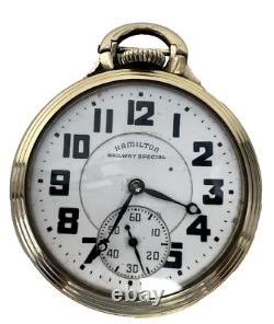 Men's Mint Hamilton 10KGF Lever 992B Railway Special Pocket Watch, Circa 1945