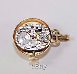 Mid-Century 14k Gold Hamilton Nurses Lapel Pendant Watch Women's Pocket Watch