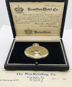 Museum WOW Hamilton 12S 23J 922 Pocket Watch Solid 14K with Original Box and Paper