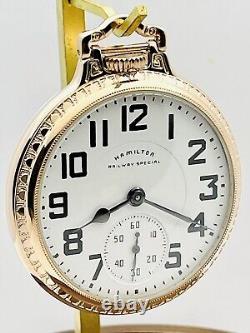 NEAR MINT 1952 Hamilton 16S 21J Grade 992B Bar Over Crown Pocket Watch Accurate