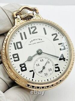 NEAR MINT 1952 Hamilton 16S 21J Grade 992B Bar Over Crown Pocket Watch Accurate