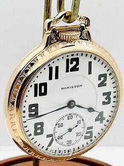 NICE 1923 Hamilton 16S 19J Grade 996 Bar Over Crown Railroad Pocket Watch Runs