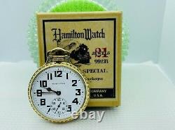NICE 1956 Hamilton 992B Railroad Pocket Watch 21j 16s BOC Case SERVICED