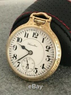 NICE Hamilton 992B 21j Adj 6 pos. Model 5 Gold Filled Railroad Pocket Watch