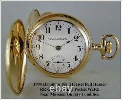 Near Museum Quality Rare Gorgeous 1900 Hamilton 18s Pocket Watch Full Hunter