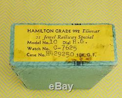 ORIGINAL DOUBLE BOXED 1940 Hamilton 992B CASE MODEL 10 Railroad Pocket Watch