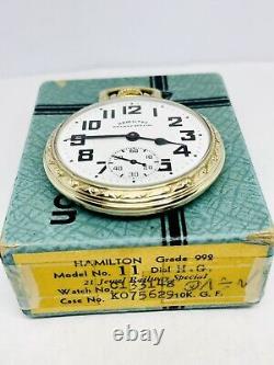 ORIGINAL Model 11 case 1946 Hamilton 16S 21J Grade 992B Pocket Watch Accurate