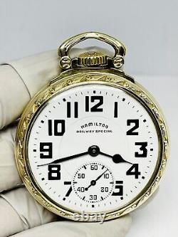 ORIGINAL Model 11 case 1946 Hamilton 16S 21J Grade 992B Pocket Watch Accurate