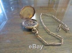 POCKET WATCH 14K GOLD Filled, VINTAGE FANCY HAMILTON, Xlnt. With Chain, Working