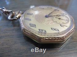 POCKET WATCH 14K GOLD Filled, VINTAGE FANCY HAMILTON, Xlnt. With Chain, Working