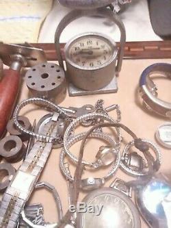 Pocket watch parts lot tools 18k 10k gold filled NOS Elgin Waltham Hamilton