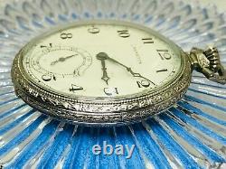 RARE Hamilton 922 Pocket Watch 23 Jewel 14K White Gold Filled Case c1935