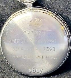 RARE WWII Hamilton Military Issue 16s 19 Jewel Model 5 Chronograph NICE