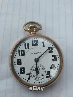Rare 1919 Hamilton 950 23 Jewel 16s Pocket Watch In Gold Filled Railroad Case