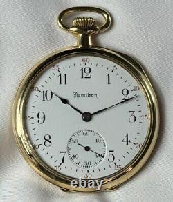 Rare 1921 Hamilton 12s 19j Grd. 900 Model 1 Pocket Watch 14K Gold in Orig. Box