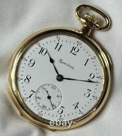 Rare 1921 Hamilton 12s 19j Grd. 900 Model 1 Pocket Watch 14K Gold in Orig. Box