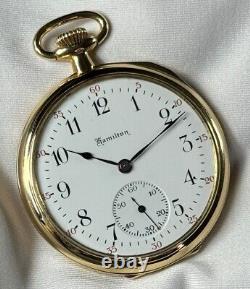 Rare 1921 Hamilton 12s 19j Grd. 900 Model 1 Pocket Watch 14K Gold in Orig. Box