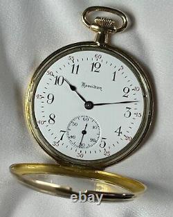 Rare 1921 Hamilton 12s 19j Grd. 900 Model 1 Pocket Watch 14K Gold in Orig. Box