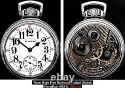 Rare Display Back Silver Plated MAIN LINER Pocket Watch Hamilton ELINVAR 992-E