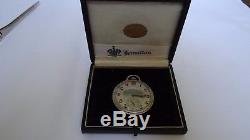 Rare Hamilton 14K White Gold 23j Grade 922 Pocket Watch With Box