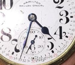 Rare Hamilton Railway Special 992 B Pocket Watch 10k Gf 21 Jewels 16 Sz