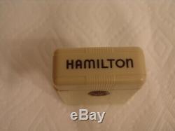 Rare Original Hamilton Pocket Watch Flip up Ivory Box, For 16 size pocket watch