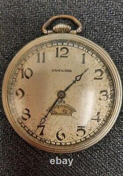 Rare Vintage 1920's Hamilton Pocket watch 14K Gold Filled Parts or repair