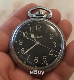 Rare Vtg 1940s WWII Hamilton GCT 4992B Rare Dial Pocket Watch GCT For Repair