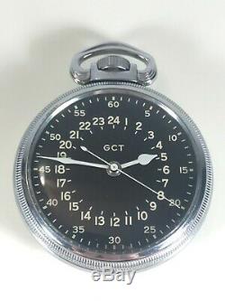 Rare WWII Elgin AN-5740 GCT Navigator Military Army Pocket Watch WithCase, Hamilton