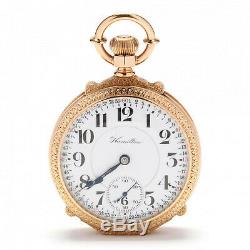 Rarest & Beautiful 18KT Gold Hamilton Open Face Railroad Grade Pocket Watch