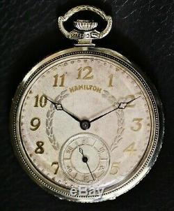 Running Hamilton 14K Gold Filled Pocket Watch Grade 912 17 Jewels Model 2 12s