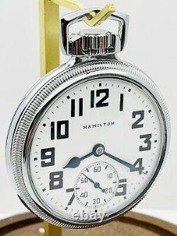 SERVICE MINT 1947 Hamilton 992B 16S 21J Mainliner Salesman Train Pocket Watch