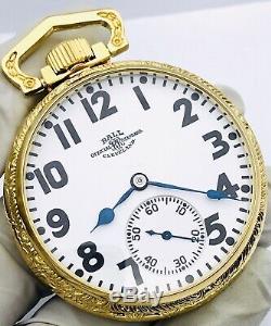 SERVICED 1928 Ball Hamilton 999P 16S 21J Railroad Pocket Watch Salesman Accurate