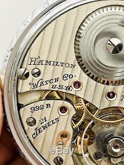 SERVICED 1941 Hamilton 992B 16S 21J Railroad Pocket Watch 2 Tones Salesman Case