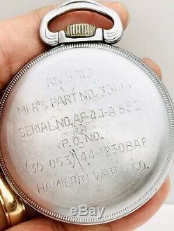 SERVICED WWII 1944 Hamilton 4992B GCT 16S 22J Military Navigation Pocket Watch