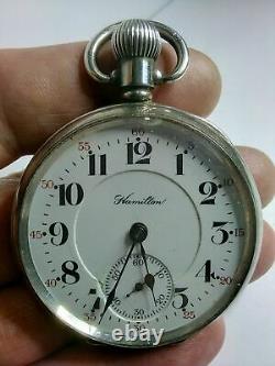 SUPERB SOLID S/SILVER, HAMILTON, 16s, 17Js, OPEN FACED POCKET WATCH, FWO